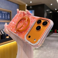 Coque de protection anti-chute en TPU plaqué or coloré à bords arrondis avec support rotatif à 360° pour iPhone 17 Pro Max