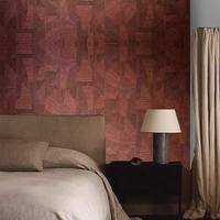 Papier peint toile rouge brique artistique, style américain rétro avec texture abstraite pour hôtel, chambre, appartement, hall