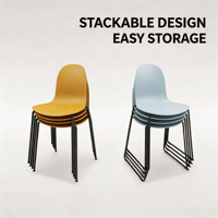 Chaises de salle à manger empilables en PP avec dossiers ergonomiques et cadres en acier au carbone, idéales pour les salles à manger et les bureaux