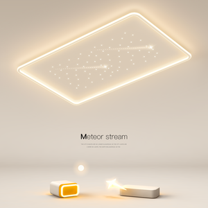 Hellste Ess-/Wohnzimmer-LED-Decken leuchte Quadratisches Schlafzimmer Star Fiber Optic Iron Construction IP33 bewertet dimmbar 3 Jahre - Product Image 1