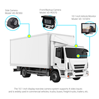 Moniteur tactile 10,1 pouces 1080P AHD AI pour la sécurité des camions, bus et voitures avec quatre canaux vidéo, système de surveillance des angles morts BSD BSM et alarme lumineuse