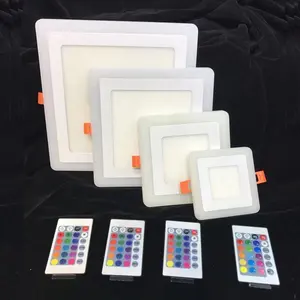 Lampu plafon led panel tersembunyi 6W 12W 16W 24W, lampu plafon Ultra tipis, Panel RGB persegi, lampu downlight dapat diredupkan dengan Remote Control untuk dalam ruangan