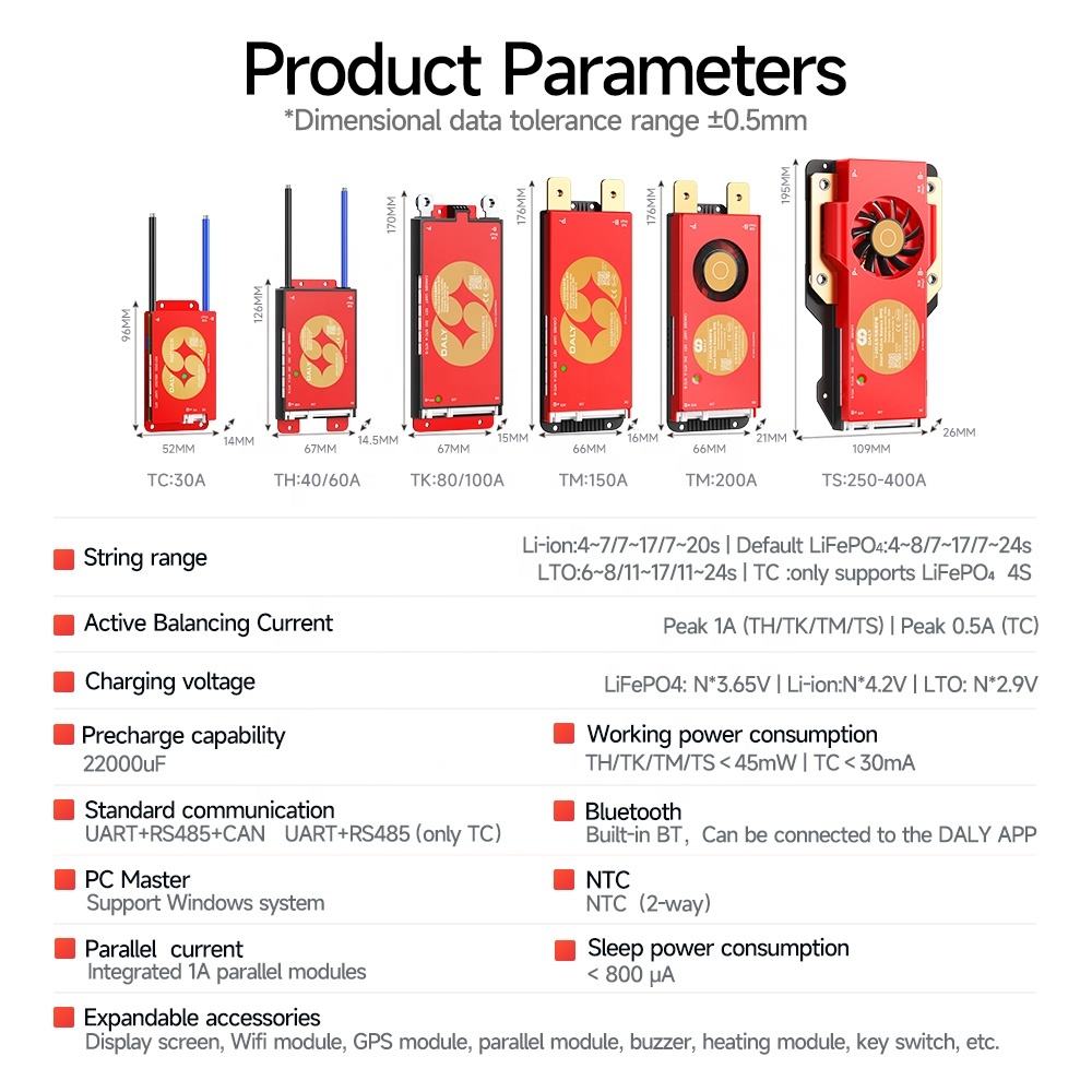 Daly Smart Active Balance BMS 4S-24S 30A-400A For Lithium ion Battery Pack Li-ion LifePO4 12V 48V Automatically Identify BMS 16S · image 6