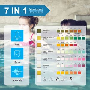 Kit de test d'eau SPA et piscine 7-en-1 personnalisable OEM, bandelettes de test d'eau multiparamètres pour spa et piscine, 100 bandelettes - Product Image 3