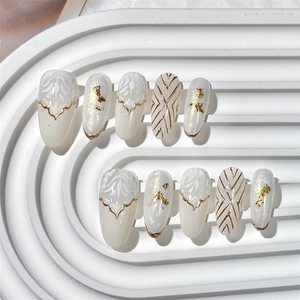 Ongles à presser 100% faits à la <span class=keywords><strong>main</strong></span>, de haute qualité, prix de gros, forme amande et cercueil, très demandés, pour nail art, 10 pièces - Product Image 5