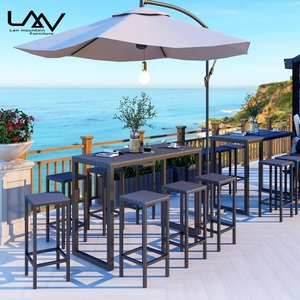 Đồ Nội Thất Sân Vườn Hiện Đại Bán Buôn Khung Nhôm Ghế Quầy Bar Hàng Đầu <span class=keywords><strong>WPC</strong></span> Bộ Bàn Và Ghế Quán Bar Nhà Hàng Ngoài Trời - Product Image 5