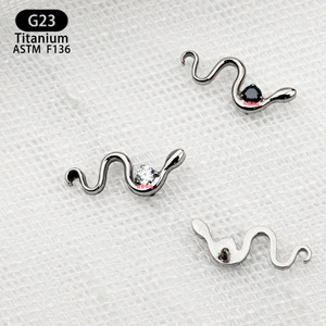 Piercing en Titane F136 de Grade Implantable pour Humain, avec Zircon, pour Oreille, Lèvre ou Cartilage, Motif Reptile Serpent - Product Image 3