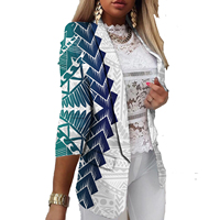 Blazer Femme à Prix de Gros, Motif Floral Polynésien Chuuk, Veste de Bureau Designer, Manteau pour Femme, Livraison Directe