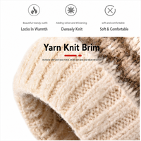 Bonnet d'hiver en tricot pour femme avec pompon, motif jacquard Fair Isle nordique, bordé, chaud, pour le ski, la neige et les activités de plein air