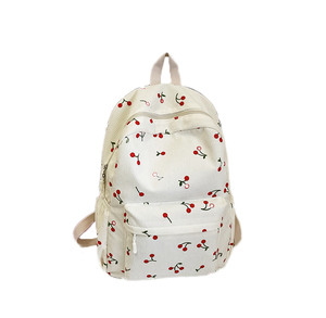 Sac à dos scolaire minimaliste unisexe en nylon imperméable avec fermeture éclair et motif de cerises de marque personnalisée - Product Image 2