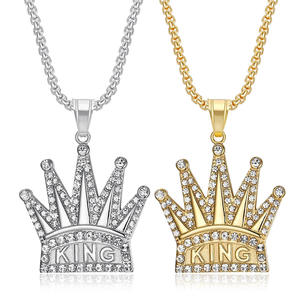 Collares <span class=keywords><strong>de</strong></span> Cadena <span class=keywords><strong>de</strong></span> Serpiente Elegantes y Pulidos con Incrustaciones <span class=keywords><strong>de</strong></span> Cristal, con Grabado <span class=keywords><strong>de</strong></span> Rey en Forma <span class=keywords><strong>de</strong></span> Corona - Product Image 2