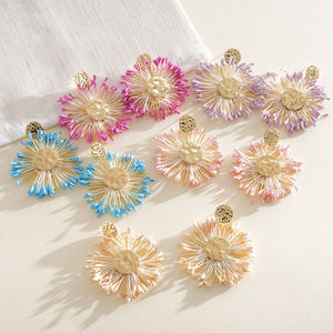 Vintage Party Raffia Tassel Ruffled <b>Earrings</b> Exaggerated Fashion <b>Drop</b> <b>Earrings</b> Women Jewelry - Product Image 4