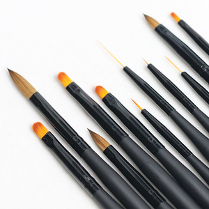 Ensemble de pinceaux classiques en nylon pour nail art, incluant des pinceaux liner, biseautés, pour petites dégradées et plats, ainsi que des pinceaux éventail pour la décoration au gel - Product Image 5