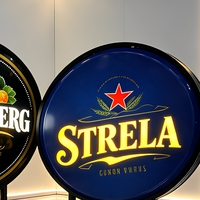Boîte à lumière LED ronde personnalisée double face en acrylique, enseigne publicitaire rotative illuminée pour bar, pub, magasin