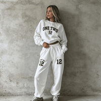 Ensemble de survêtement décontracté deux pièces pour femme, personnalisé, hiver, molleton de coton épais 500 GSM, broderie de patch, sweat à capuche et pantalon de survêtement