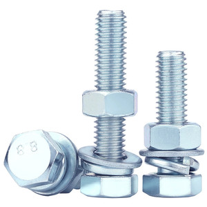 Sınıf 8.8 yüksek mukavemetli galvanizli altıgen cıvata ve somun seti düz yıkayıcı + yaylı yıkayıcı ile tam Spec endüstriyel vida kombinasyonu - Product Image 2