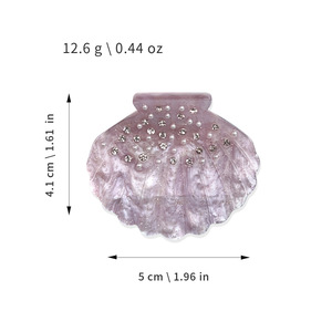Pinza de Pelo con Concha Marina de Cristal, Perla y Diamantes de Imitación, Hecha a Mano para Niñas, Accesorio Brillante de Verano - Product Image 4