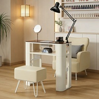 Table de manucure multifonctionnelle moderne avec tiroirs et dépoussiéreur, équipement de salon en métal pour bar à ongles