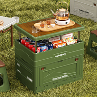 Nouvelle arrivée : Boîte de rangement pliable pour camping en plein air avec plateau relevable, idéale pour le chargement en voiture, conteneur pliable