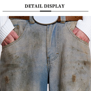 <span class=keywords><strong>Jean</strong></span> baggy YUCE de haute qualité pour homme, style Y2K, coupe droite, jambe large, <span class=keywords><strong>délavé</strong></span>, surdimensionné, grande taille, effet usé, pantalon en denim hip-hop - Product Image 4