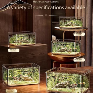 Akuarium Rumah Tangga Ultra Transparan Persegi Panjang dari Akrilik, Tangki Rumput Ekologis untuk Ikan Mas dan Kura-kura, Akuarium Ruang Tamu - Product Image 3