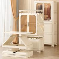 Armario de Plástico Plegable con Ruedas, Organizador de Ropa Multiusos para el Hogar, Dormitorio, Guardería