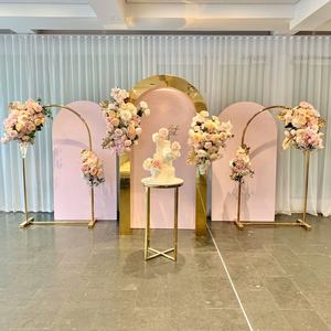 3 طقم شيارا ذهبي قوس خلفية حامل معدني لحفلات الزفاف خلفيات ألومنيوم إطارات قوس زهور لتزيين الحفلات - Product Image 2