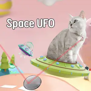 Nouvelle Arrivée UFO Conception 360 Degrés Balançoire Chat Jouets Rechargeable Électrique Chat Cloche Colliers Interactif Chat Laser Collier