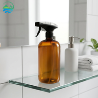 Bouteilles rondes en PET ambrées de 1L, 28/410, avec pulvérisateur à gâchette brun foncé, pour le nettoyage, l'emballage de produits de salle de bain et l'huile corporelle