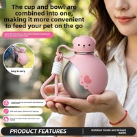 Bouteille d'eau pour chien en acier inoxydable solide 2 en 1, anti-fuite, avec bol de voyage pour une utilisation en extérieur