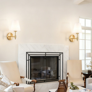 Modern <b>Wall</b> Lamp Copper Body White Shade Touch Control <b>Dimmable</b> <b>Led</b> <b>Wall</b> Mounted Bedroom Living Room <b>Lighting</b> - Product Image 2