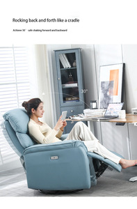 Hiện đại sang trọng duy nhất màu cam điện ngồi có thể ngả sofa với điều chỉnh màu Be da Trung Quốc có tính năng massage chức năng khung gỗ - Product Image 6