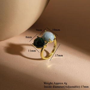 Anillo de cristal de Aguamarina Natural romántico, ajuste de garra, piedra preciosa múltiple, redimensionable para boda, aniversario, fiesta de compromiso, moda - Product Image 3