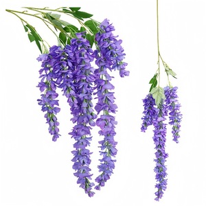 Guirlandes de fleurs artificielles de glycine vertes en soie plastique pour la décoration intérieure et les décorations de plafond de mariage - Product Image 1