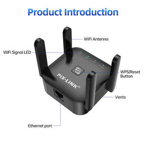 PIX-LINK WR54Q Extensor de repetidor <span class=keywords><strong>WiFi</strong></span> Amplificador de señal inalámbrico 4 antenas Cobertura de 360 ° Extensor de rango <span class=keywords><strong>WiFi</strong></span> para oficina en casa - Product Image 5