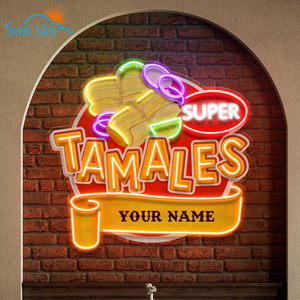 Diseño gratuito Nombre DE LA EMPRESA Café <span class=keywords><strong>Pizza</strong></span> Hamburguesa Logotipo de la marca Letreros de neón Tacos personalizados Obra DE ARTE Letrero de neón - Product Image 6