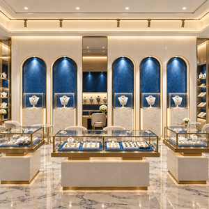 Custom Jewelry <b>Display</b> <b>Case</b> LED Jewelry <b>Display</b> Cabinet Glass Showcase for Luxury Store Interior Design - Product Image 1