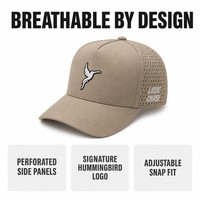 Casquette de baseball personnalisée à 5 panneaux en polyester imperméable avec logo brodé, perforations laser, respirante, pour le sport
