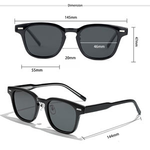 HBKレトロユニセックスサングラスTR90CPフレームスクエアブラックレンズTAC偏光トラベルストリートドライビングサイクリング-レンズ付き - Product Image 4