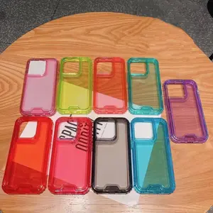 Gscase 3 In 1 Pc Tpu Hard Hybride Pantser Mobiele Telefoon Case Candy Kleurrijke Schokbestendige Case Voor Iphone 11 12 13 14 15 Pro Max