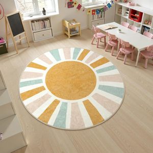 Alfombra Bohemia grande de 6 pies, estilo costero Floral, con mechones, antideslizante, suave, circular, para guardería, sala de estar, lavable, bohemio para adolescentes - Product Image 1