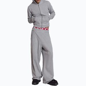 Sweat à capuche zippé pour homme, coupe slim, en molleton de coton, uni, à bords bruts, style streetwear, personnalisable - Product Image 2