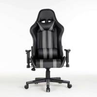 Chaise de jeu ergonomique pivotante pour l'e-sport, en cuir noir et bleu, avec support lombaire