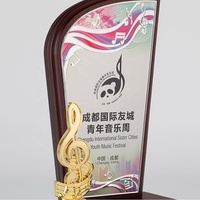 Plaque en bois personnalisée, trophée sportif, bouclier en métal avec base, cadeaux promotionnels pour concerts, médailles, trophées, note de musique