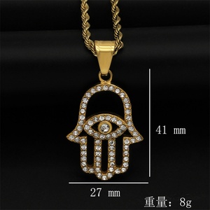 จี้พระเครื่องชุบทองวินเทจ สร้อยคอสแตนเลสสตีลพร้อมจี้รูปมือฟามาติ - Product Image 4