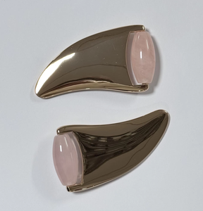 Rouleau de massage 2-en-1 en quartz rose et jade, Gua Sha - Product Image 4