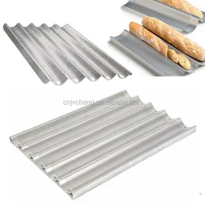 Hochleistungs-Metall Aluminium Brötchenpfanne Baguette-Tablett 600 × 400 französisches Brot Backtablett 5 Steckplätze Backwaren