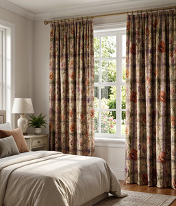 Elegant Plaid Floral Velvet Blackout <b>Window</b> Drapery Panel Art Nouveau Inspired Decorative <b>Curtain</b> for Bedroom Living Room Modern - Product Image 4