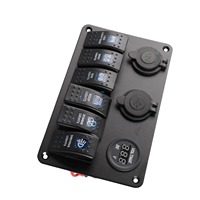 Panneau LED à 6 voies Winibo avec prise USB, prise allume-cigare et voltmètre pour véhicules marins, voitures et camping-cars
