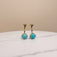 Boucles d'oreilles pendantes à pompon en métal plaqué or 18 carats, écologiques, avec turquoise synthétique, agate rouge et œil de tigre, en gros et en stock
